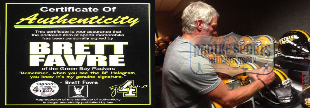 Brett Favre Autographed Southern Mississippi Proline Helmet with Hologram - Perfect for Collectors, Sports Memorabilia Displays & Fan Gifts