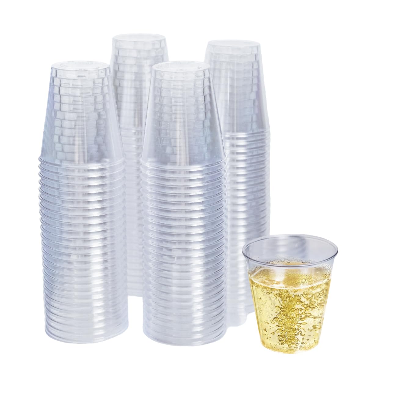 1.5oz Premium Clear Disposable Shot Glasses - 100 Pack for Wine Tasting, Vodka, Whiskey, Jelly Shots | Ideal for Parties, Gatherings & Cocktail Events | Durable Plastic Sample Cups for Home Bars & Entertaining