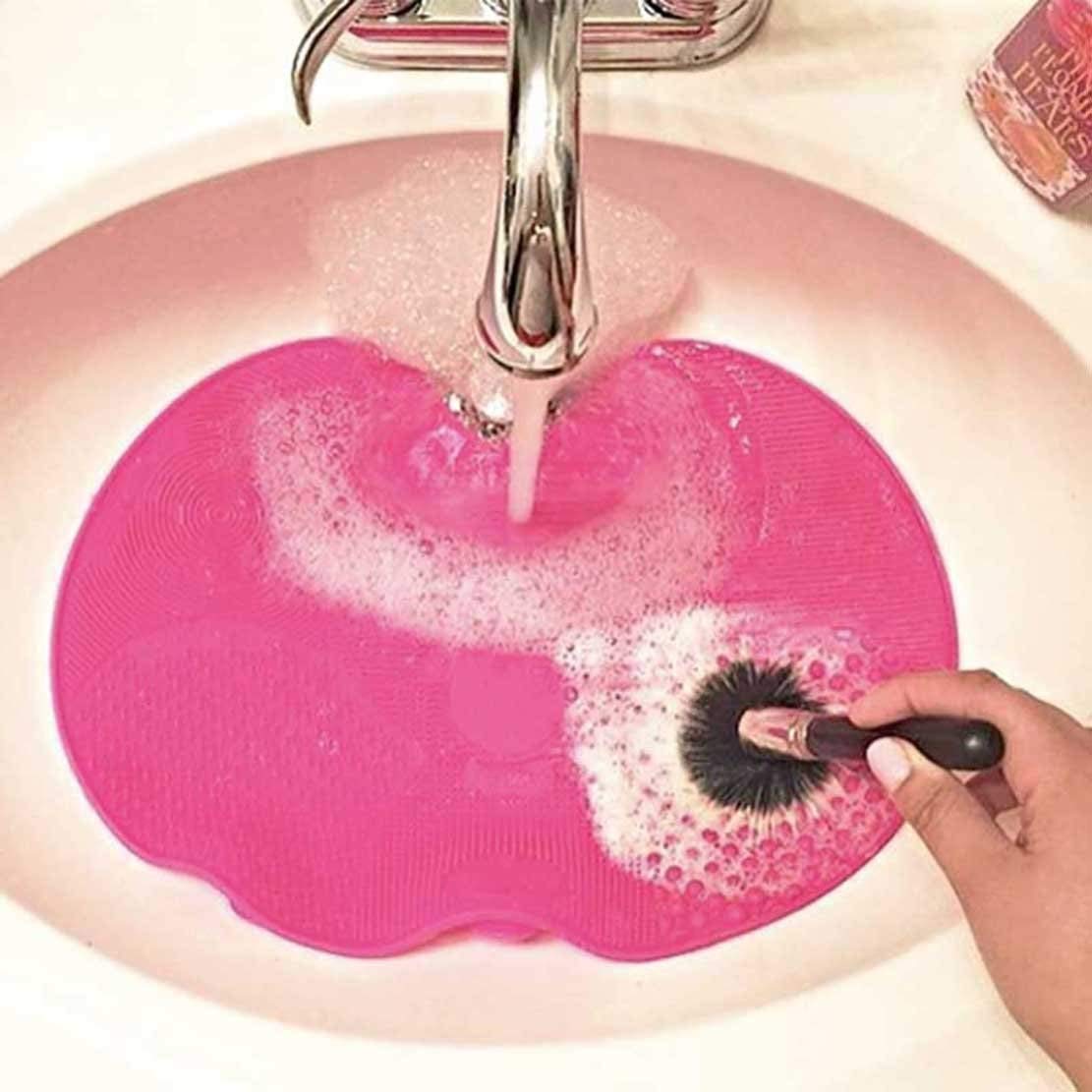 GYANSHOPPE Silicone Makeup Brush Cleaning Mat - Portable Washing Tool with Suction Cup for Spa & Express Cleaning | Perfect for Makeup Artists & Beauty Enthusiasts at Home or Salon