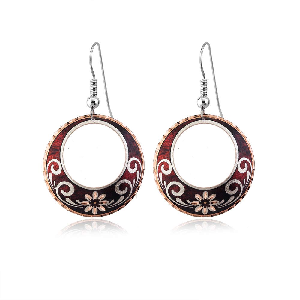 **Daisy Flower Earrings for Women - Floral Hoop Drop Dangle Earrings, Valentines Day Gifts, Wildflower Jewelry with Red Background | Perfect for Weddings, Parties & Everyday Wear**