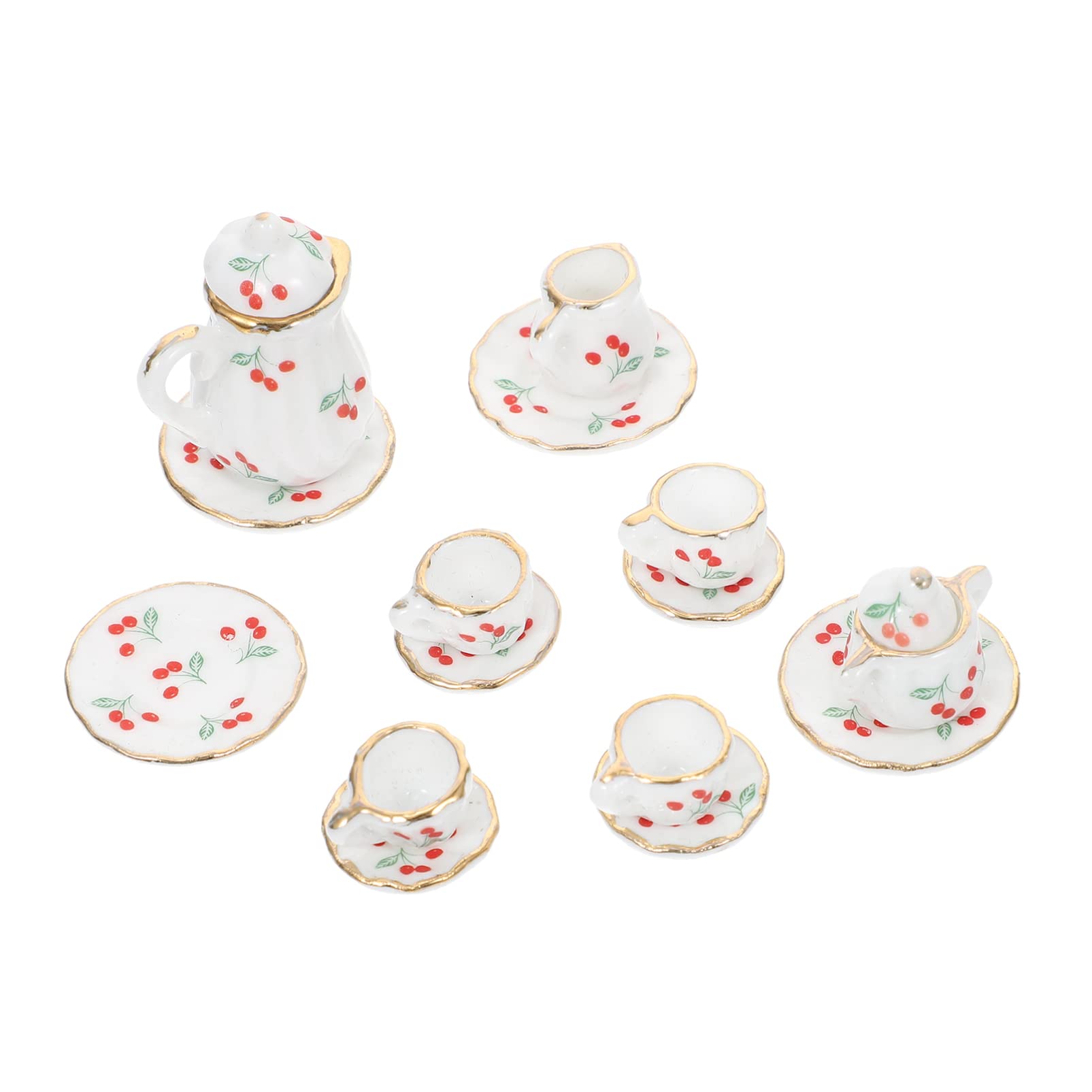 NUOBESTY 1:12 Scale Miniature Tea Set - 12-Piece Ceramic Dollhouse Tea Cups & Saucers for Dollhouse Decor, Pretend Play, and Collectors - Perfect for Miniature Kitchen Accessories and Tea Party Scenes