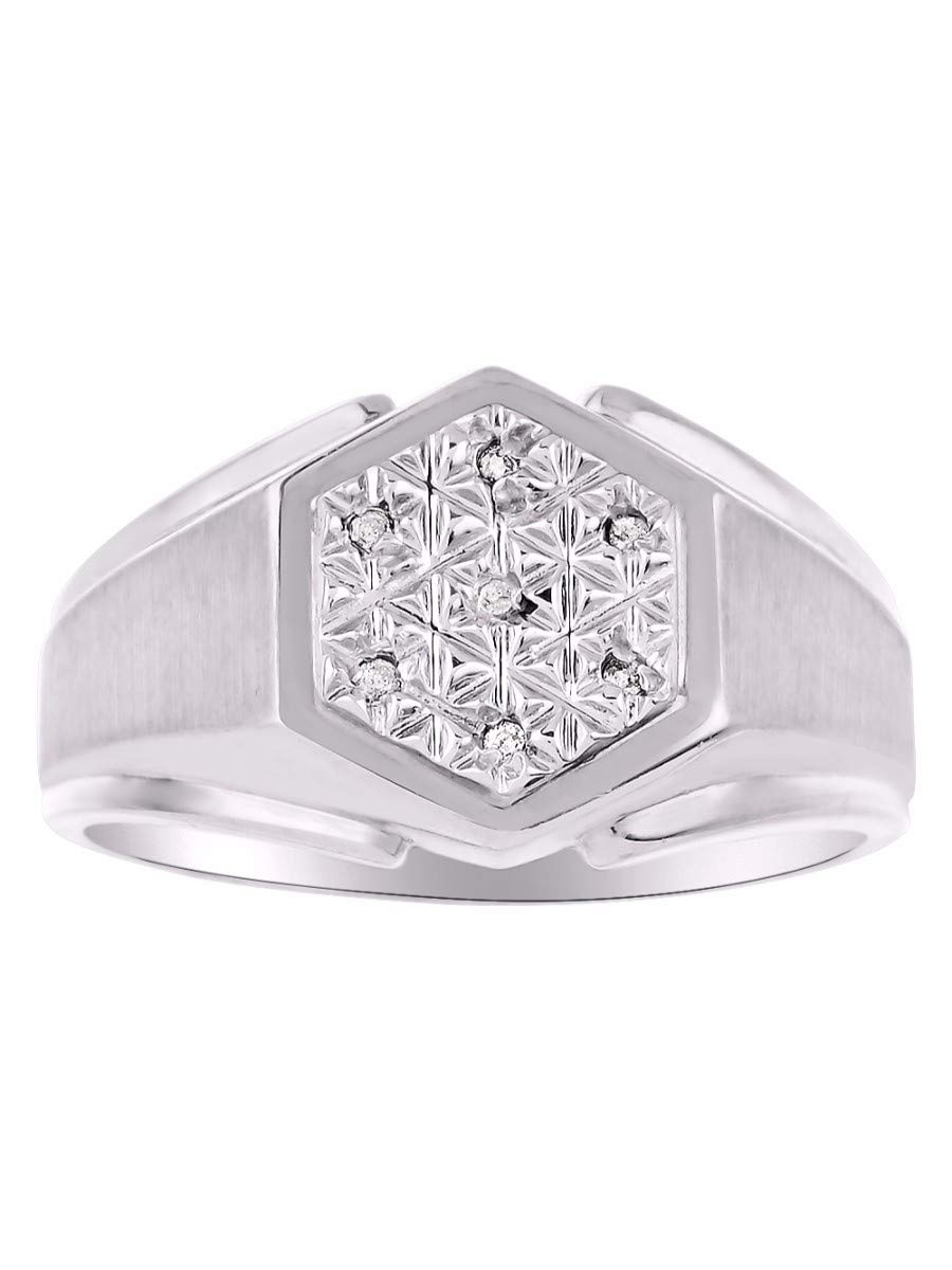 Men's Sterling Silver or Gold Plated Diamond Cluster Ring - Sizes 6-13 - Classic Wedding Band, Anniversary Gift & Everyday Jewelry for Men