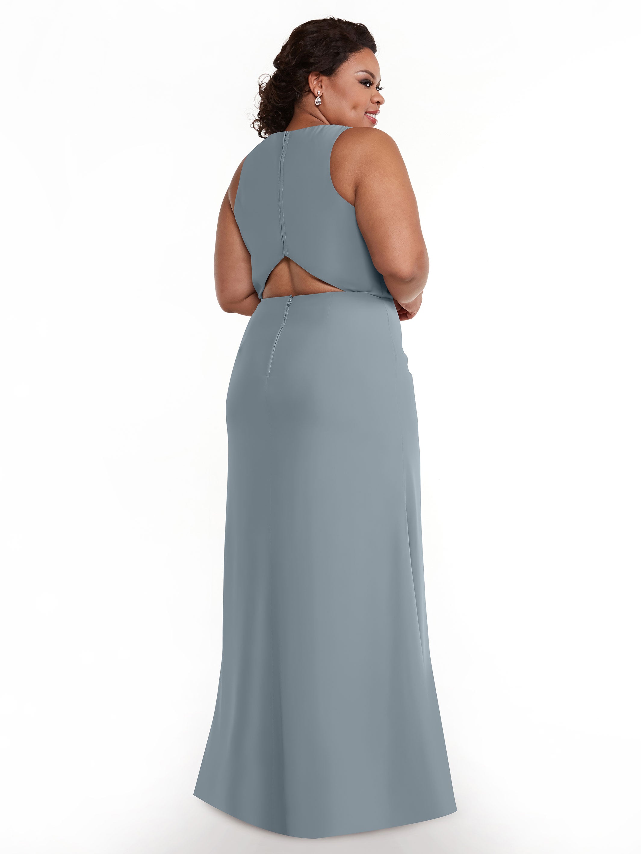 Elegant 80175 Chiffon A-Line Bridesmaid Dress with Plunging Halter Neckline - Perfect for Weddings, Formal Events & Special Occasions