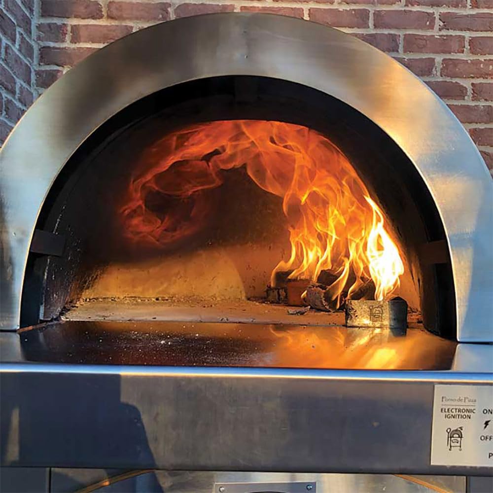 Dual Fuel Wood & Gas Countertop Pizza Oven with Glass Tile - HPC Fire Forno Portable Outdoor Pizza Maker (FDP-FORNO/OB-EI-LP) in Ocean Blue | Propane Gas & Wood Burning | Perfect for Backyard, Patio & Outdoor Cooking