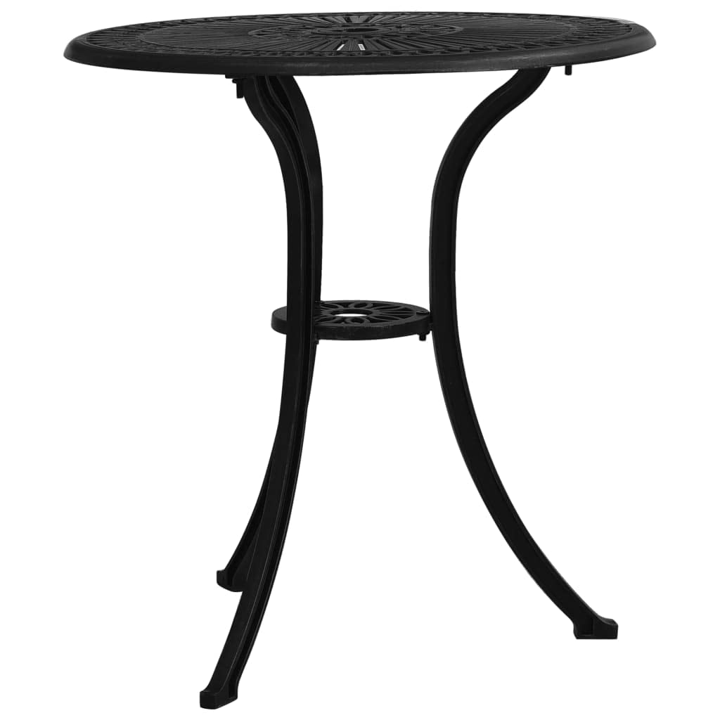Black Outdoor Patio Table 24.4 Inch - Durable Cast Aluminum Tea Table with Umbrella Hole - Perfect for Garden, Balcony, Deck, Poolside & Backyard Relaxation