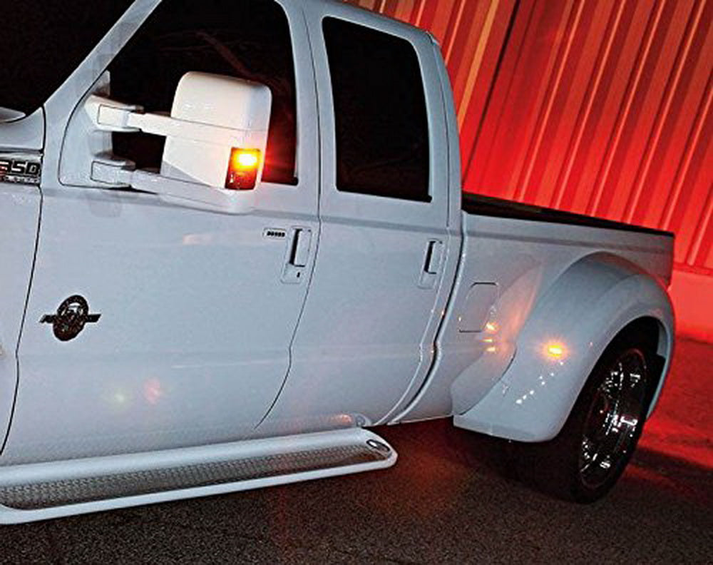 Ford F350 F Series 4-Piece LED Fender Bed Side Marker Lights - Clear Lens with Amber/Red Lights | Durable Truck Lighting for Night Driving & Enhanced Visibility