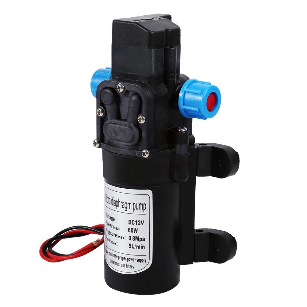 12V DC Diaphragm Water Pump - High Pressure 116PSI, 5L/min Flow, 60W Self-Priming Spray Pump with Pressure Switch - Perfect for Caravan, Camping, Boat, RV & Marine Applications
