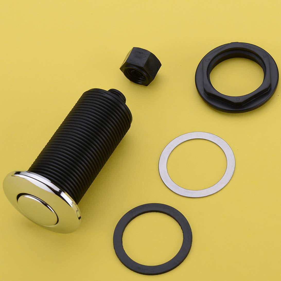 SinkTop Air Switch Kit with Chrome Long Button (Brass Cover) for Garbage Disposal - Easy Installation, Durable Design - Perfect for Kitchen Sink Waste Disposal Systems