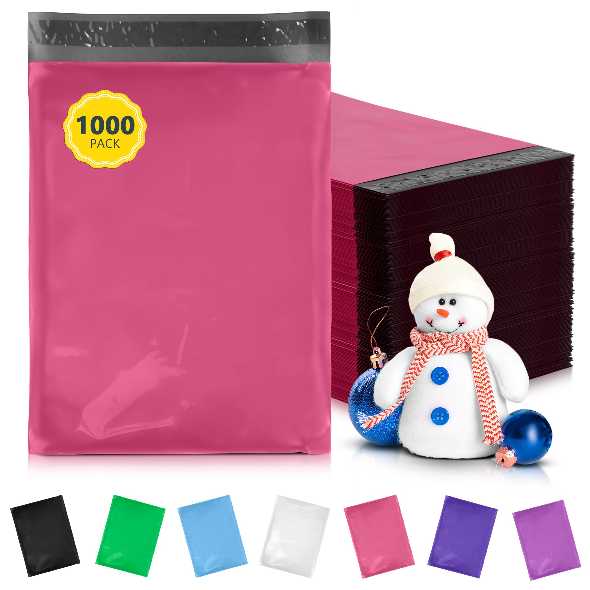 1000 Pack 10x13 Inch Hot Pink Poly Mailers - 2 Mil Self Sealing Polyethylene Shipping Envelopes for Clothing | Waterproof Mailing Bags for Ecommerce, Apparel & Retail Shipping