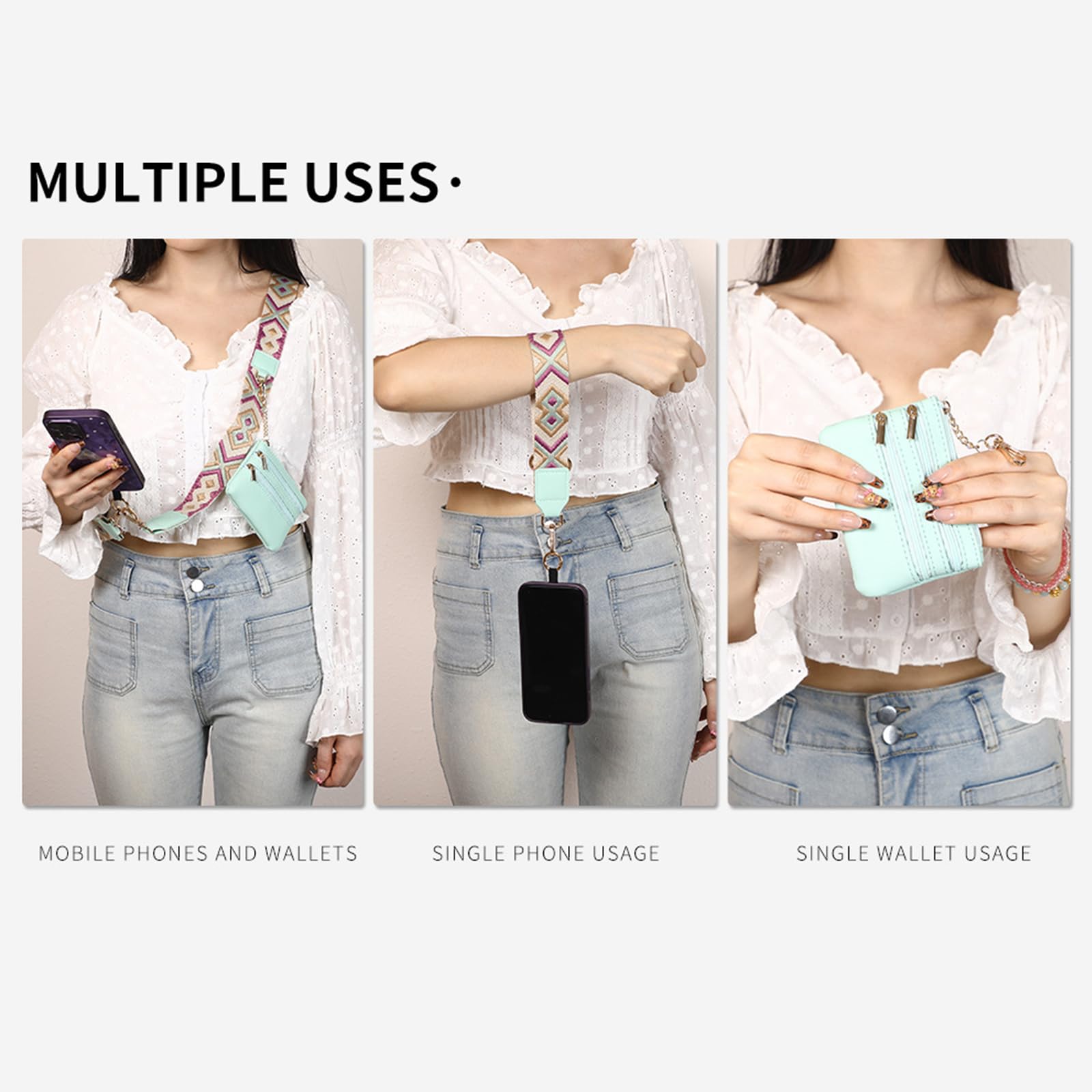 Secure Crossbody Phone Strap with Zippered Wallet Pouch - Hands-Free Phone Holder for Women, Girls | Perfect for Shopping, Travel & Outdoor Activities