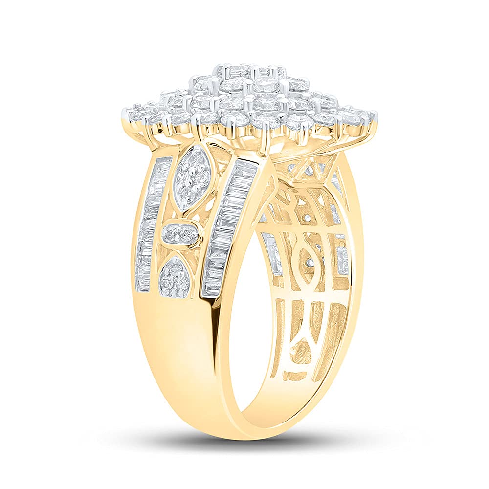 10K Yellow Gold Women's Round Diamond Cluster Ring - 2 CTTW Sparkling Elegance for Engagement, Anniversary & Special Occasions