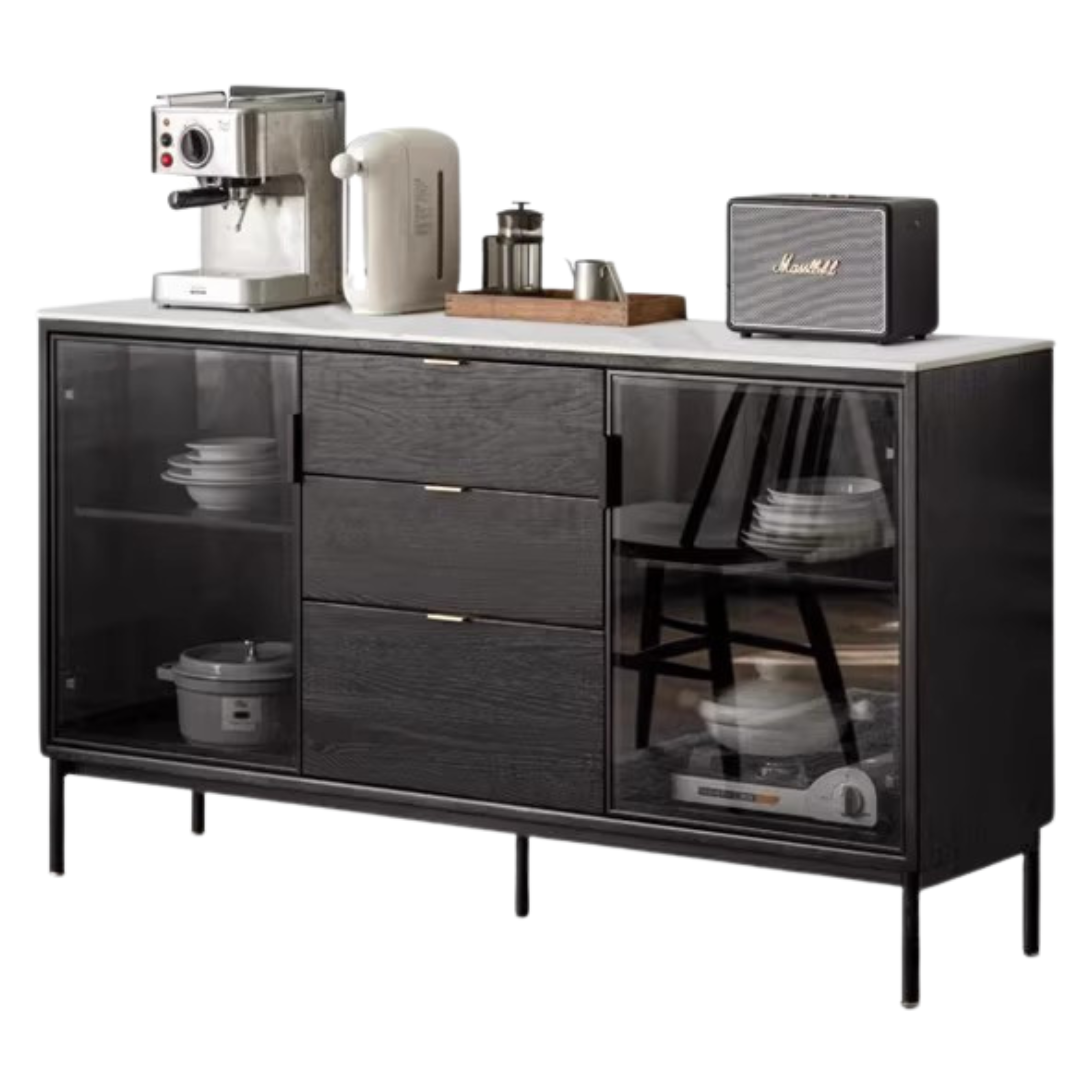 59x15.8x33.5 inch / 150x40x85сm / Smoked color / Slate sideboard
