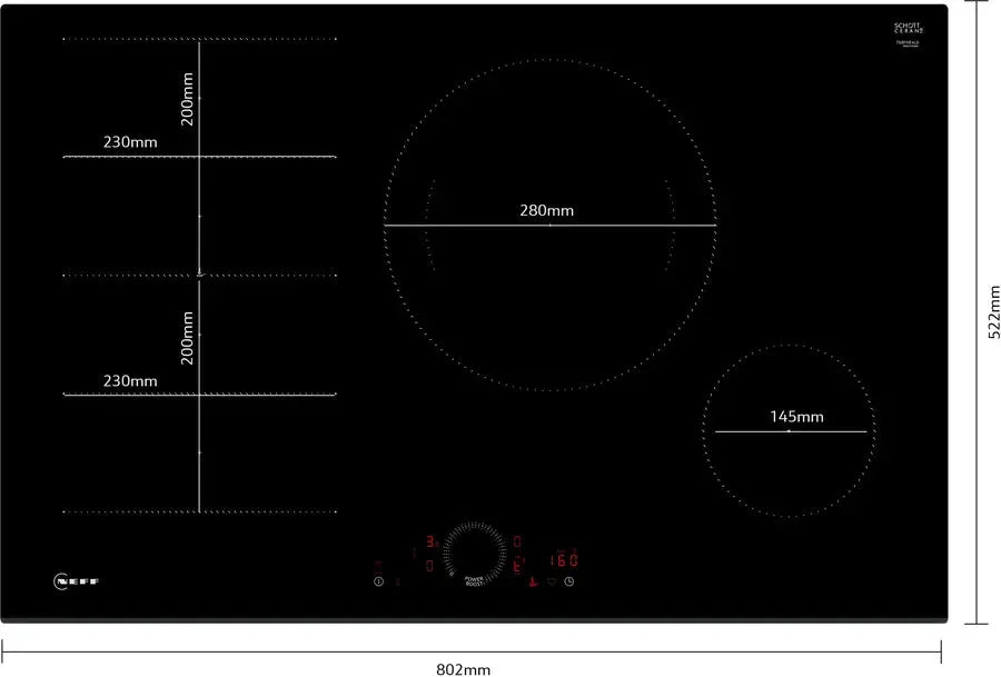 Neff 80cm Flex Induction Cooktop N70 T68FHE4L0 - Energy Efficient Induction Stove for Modern Kitchens | Perfect for Home Cooking, Boiling & Simmering