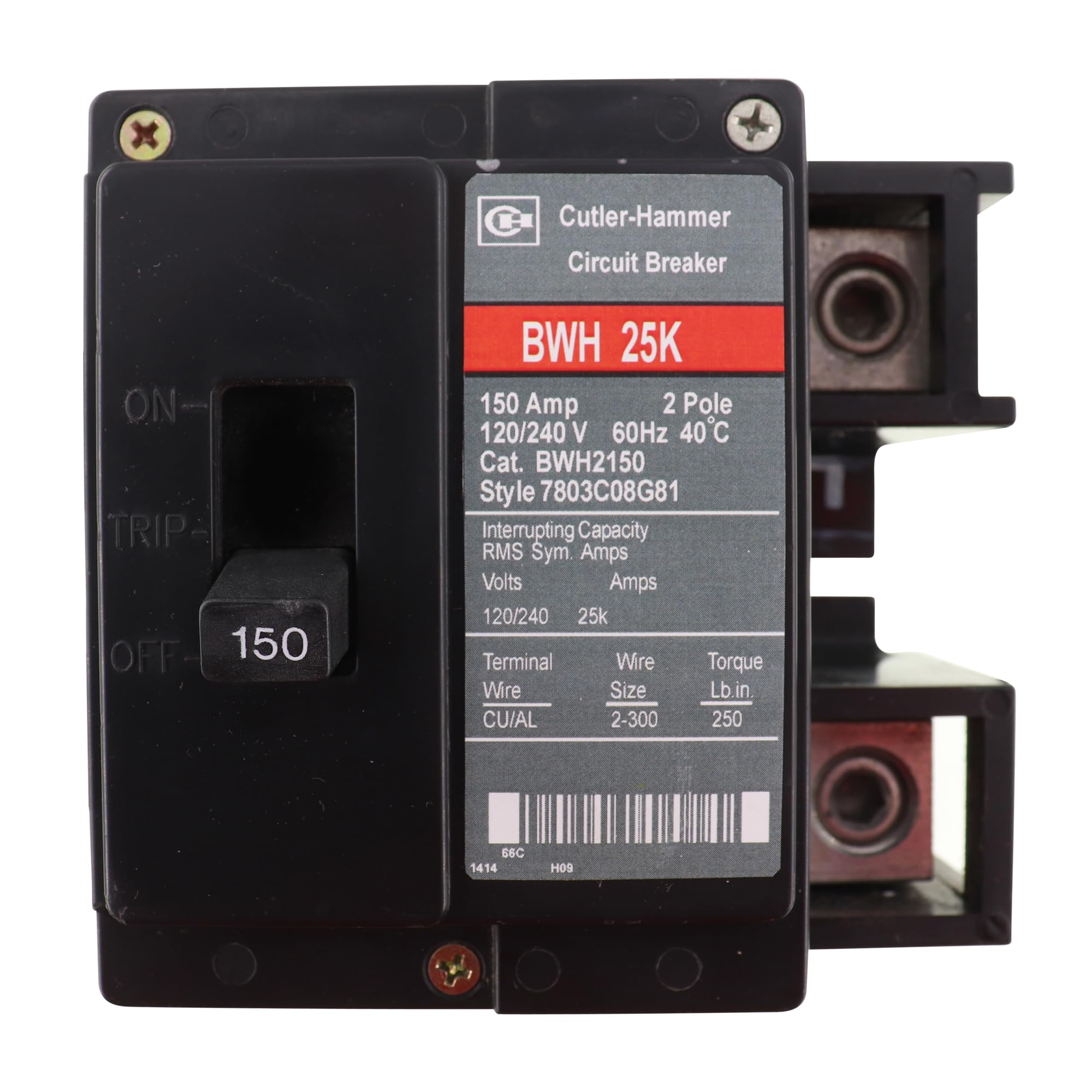 Eaton Cutler Hammer BWH2150 2 Pole 150 Amp Main Circuit Breaker Kit - Replacement for Residential & Commercial Electrical Panels, Perfect for Home Upgrade and Power Distribution Systems