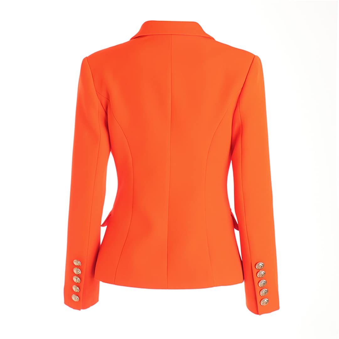 Stylish Euramerican Designer Bright Orange Candy Color Blazer with Fluorescent Buttons - Perfect for Parties, Nightlife, and Fashion Events