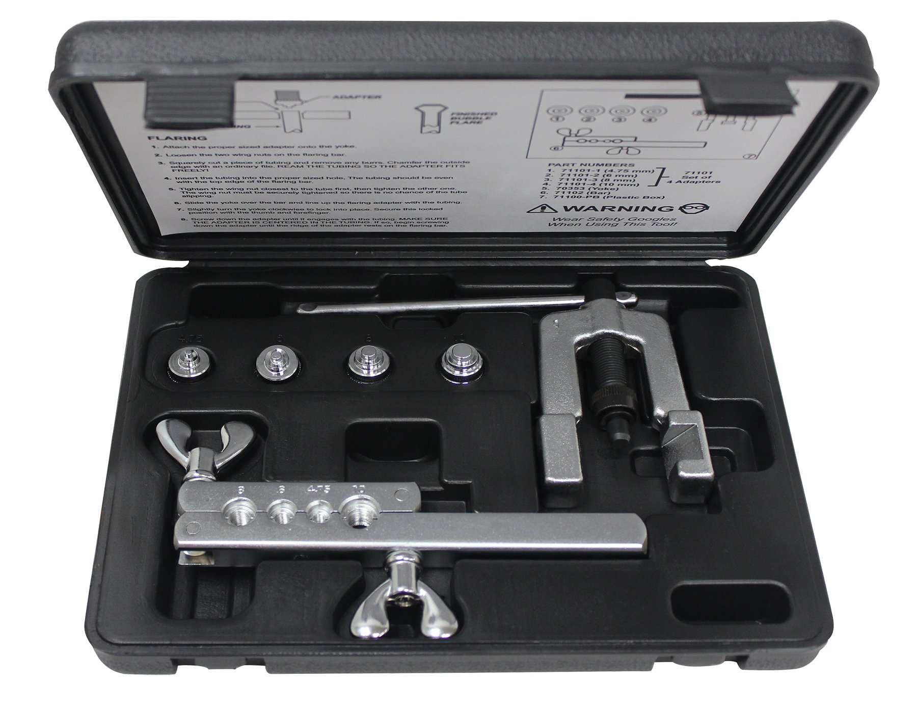 Mastercool 71100 Black ISO Metric Bubble Flaring Tool Set - Professional Brake Line Flaring Kit for Automotive Repair & HVAC Installation