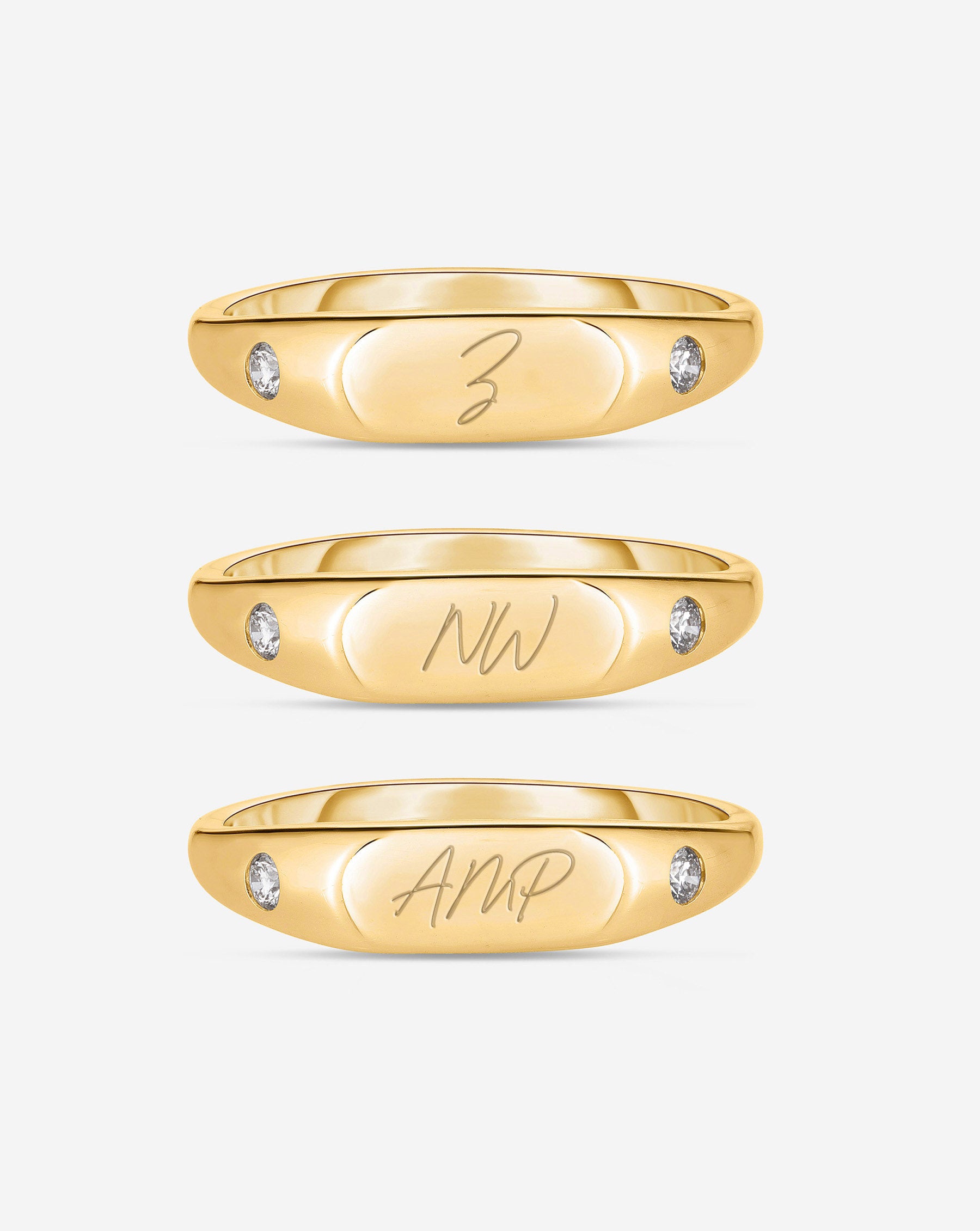 Duo Diamond Signet Ring for Women - Elegant 14K Gold Stackable Pinky Ring - Perfect for Engagements, Anniversaries & Everyday Wear