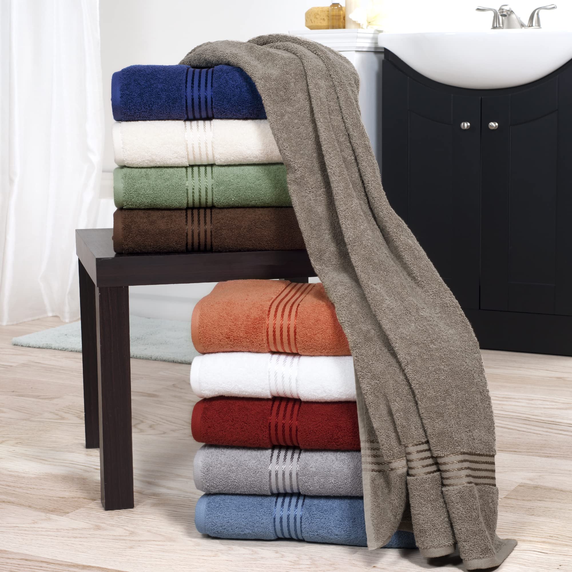 Lavish Home 6PC Cotton Towel Set - Bath & Hand Towels for Spa & Bathroom