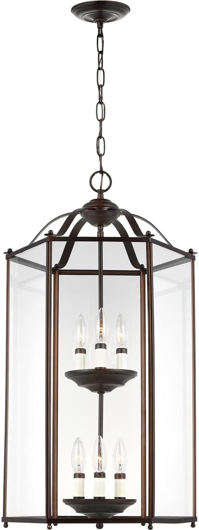 Generation Lighting 5233-710 Bretton Modern 6-Light Bronze Chandelier - Elegant Hallway & Foyer Hanging Fixture for Entryway, Dining Room & Living Room Lighting