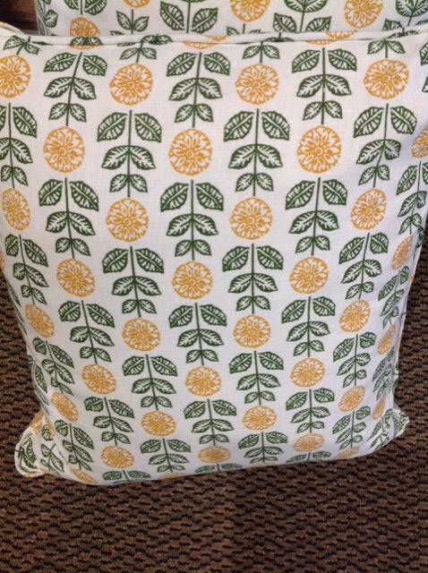 18 Inch Green & Yellow Floral Pillow - Soft & Comfortable Decorative Throw Pillow for Living Room, Bedroom, or Sofa
