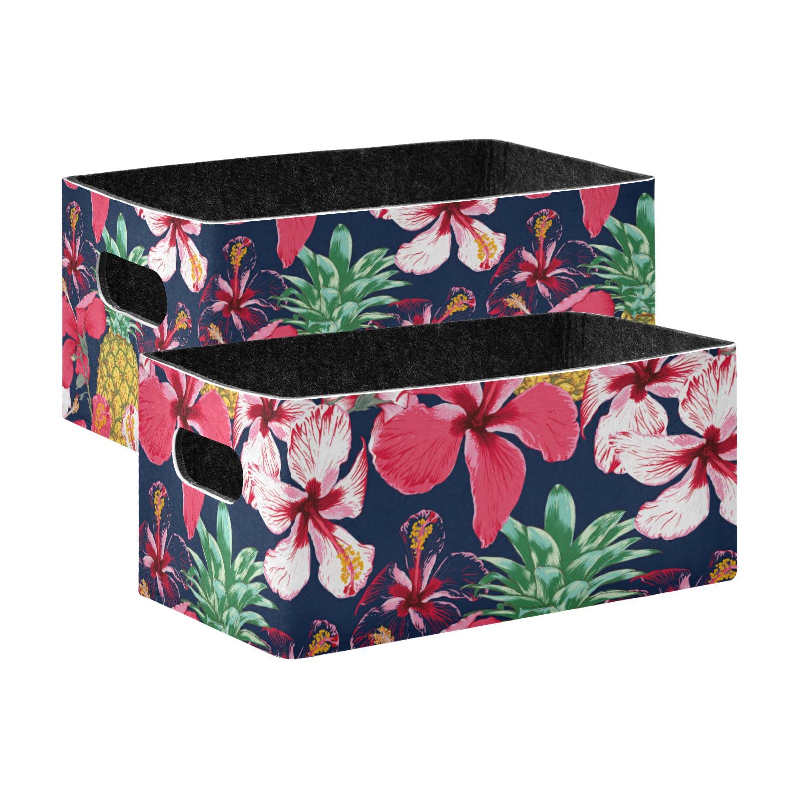 Collapsible Felt Storage Bin - Decorative Basket for Summer Flowers, Clothes, Towels & Magazines | Space-Saving Home Organization for Bedroom, Bathroom & Living Room