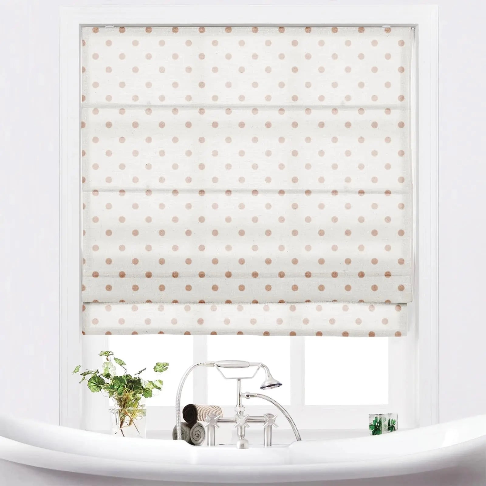 Stefana Silver Printed Cordless Roman Shade - Blackout Window Treatment for Bedroom & Living Room - Plus Size Custom Window Coverings