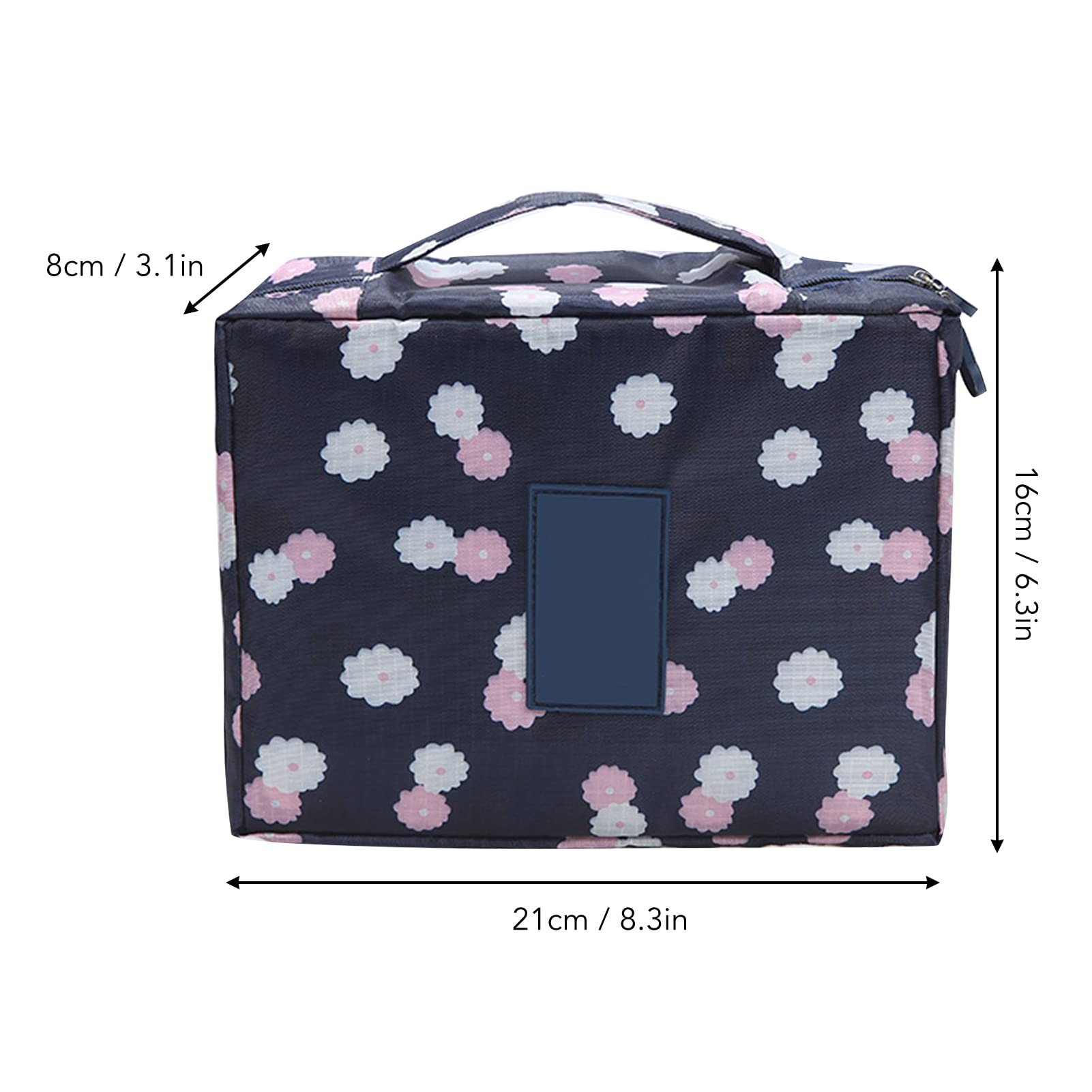Waterproof Tetragonum Makeup Bag with Sturdy Handle - Travel Cosmetic Organizer for Women, Navy Blue - Perfect for Airplane Carry-on, Gym & Daily Essentials Storage