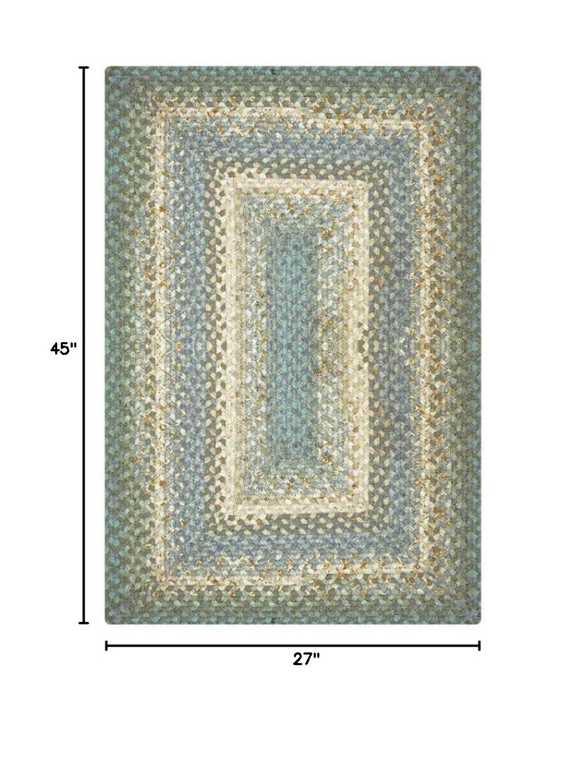 Homespique Baja Blue Braided Cotton Rug - 27x45 Inch Reversible Handmade Bath & Kitchen Mat - Non-Slip, Washable for Coastal Decor - Perfect for Beach House, Farmhouse, or Boho Style Living Room & Bedroom