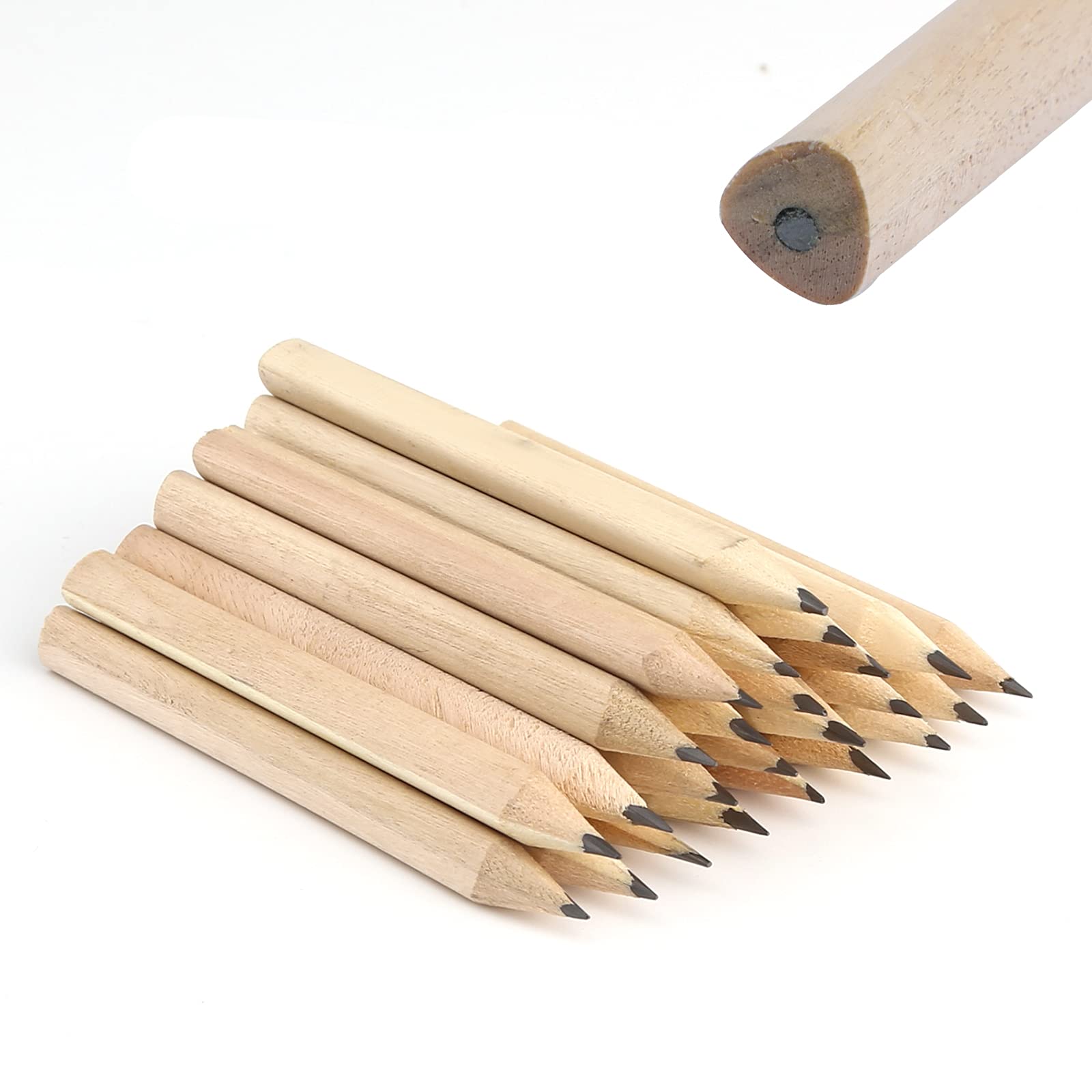 LUTER 24-Pack Short Triangular Wooden Pencils - Mini Round Pencils for Kids, Preschoolers & Kindergarten - Bulk Classroom & Home School Supplies - Perfect for Writing, Drawing & Coloring Activities