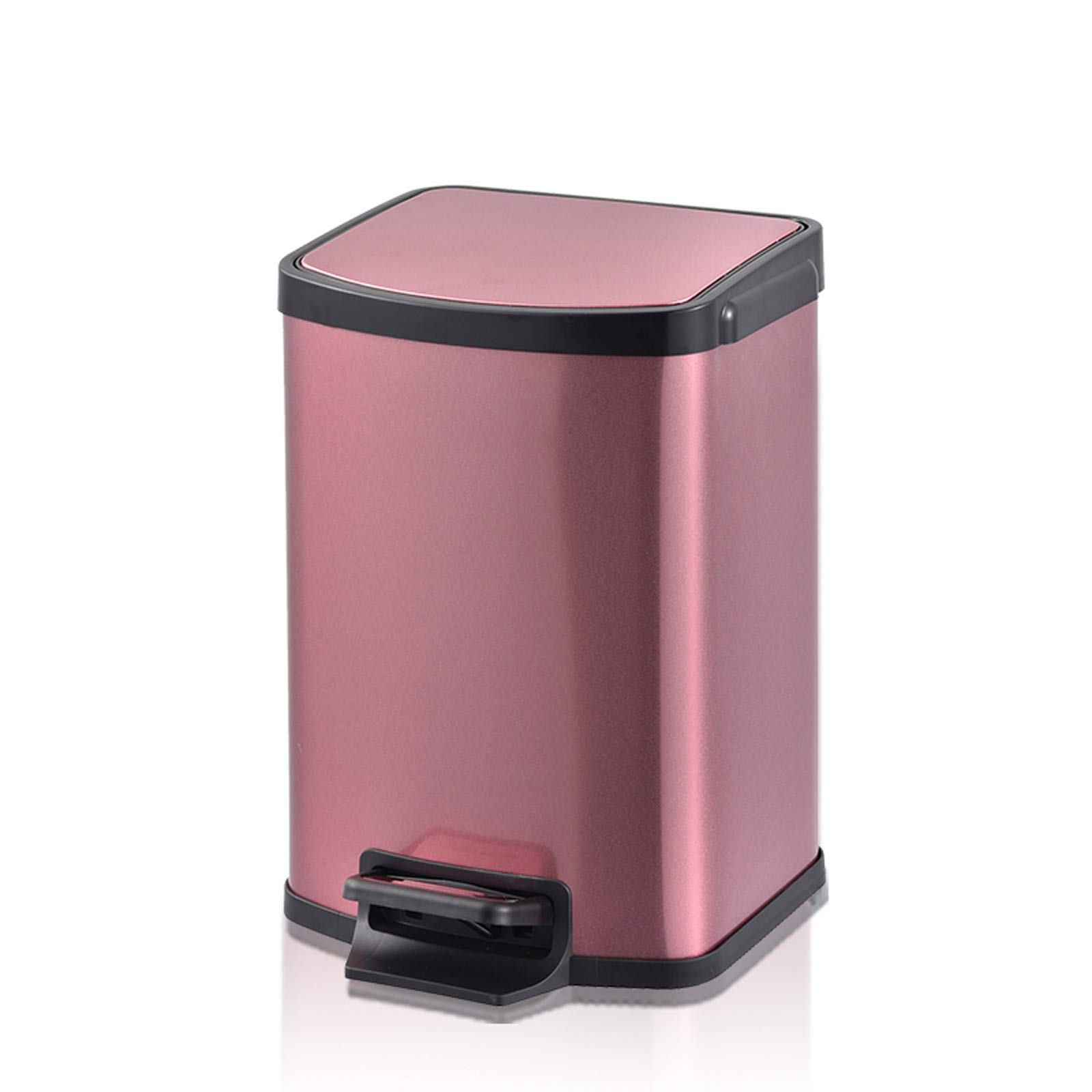 Stainless Steel Pedal Trash Can - Modern Household Garbage Bin with Collapsible Design, 5 Colors (Black/White/Silver/Gold/Rose Gold) for Kitchen, Bathroom, Office & Living Room Waste Disposal
