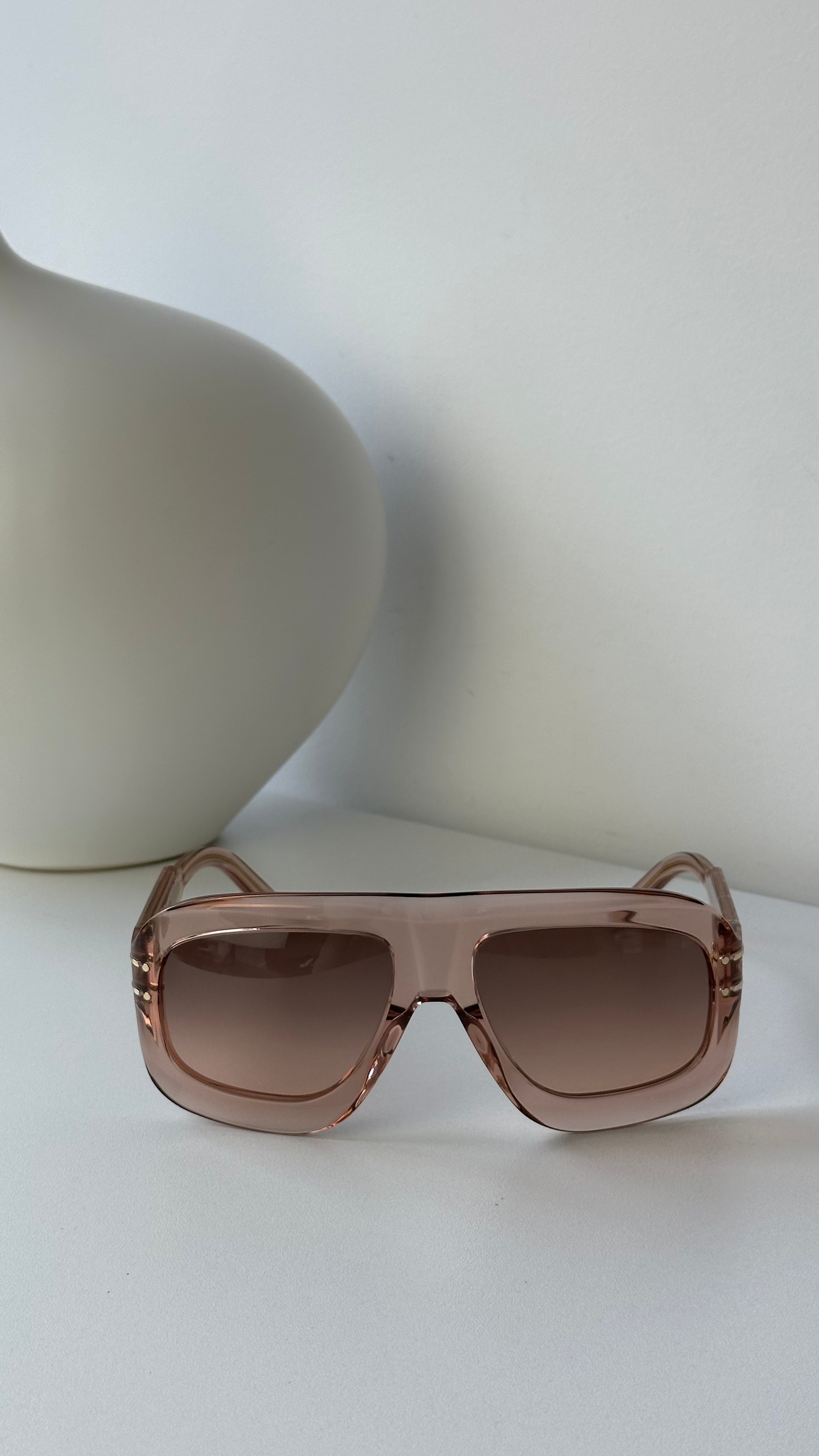 Dior Signature M1U Mask Sunglasses - Transparent Pink UV Protection for Women | Fashion Luxury Sunglasses for Outdoor, Beach & Summer Style