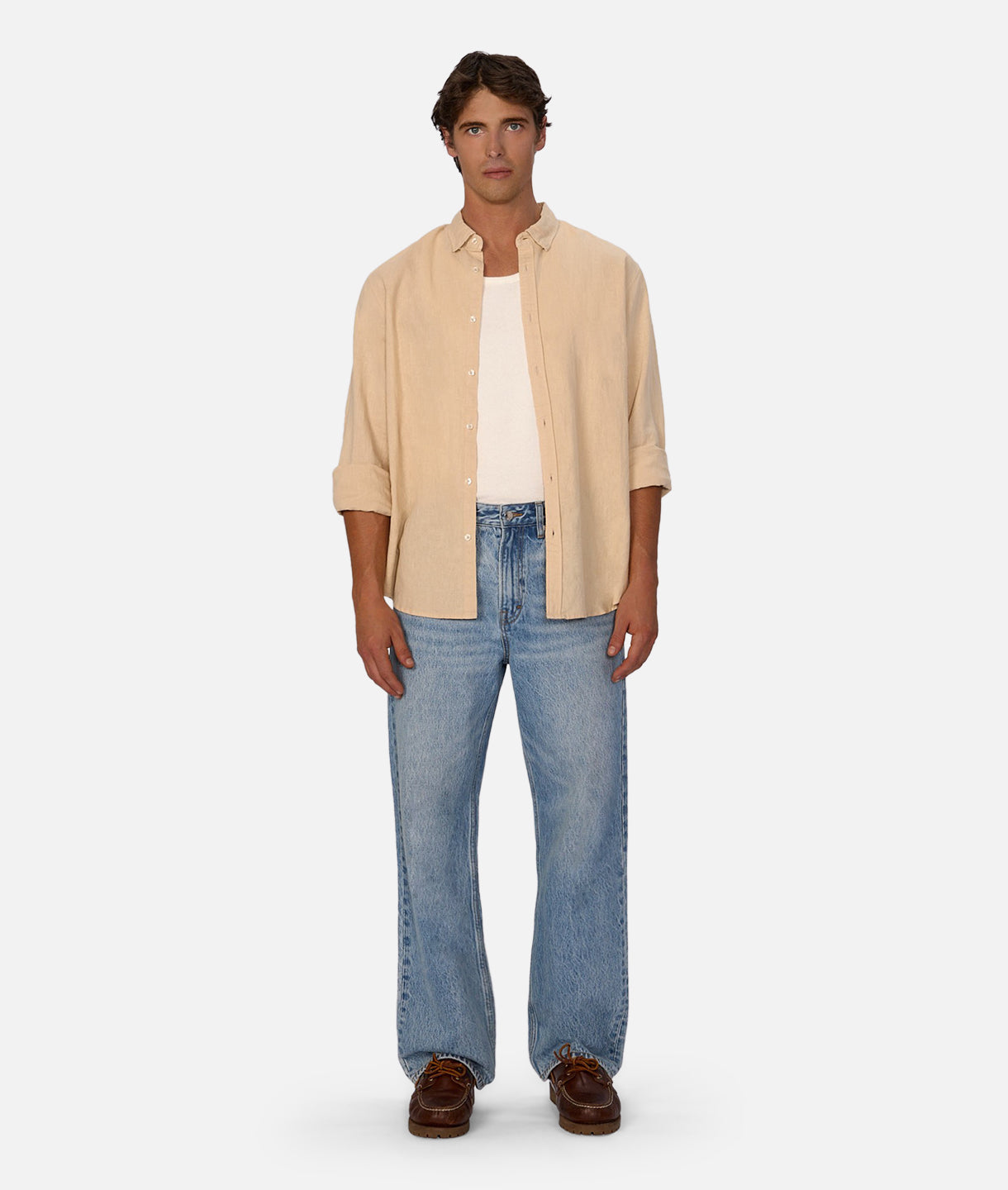 Premium Tennyson Linen Blend Long Sleeve Shirt in Light Mango - Breathable & Stylish Casual Wear for Men, Perfect for Office, Travel & Summer Outings