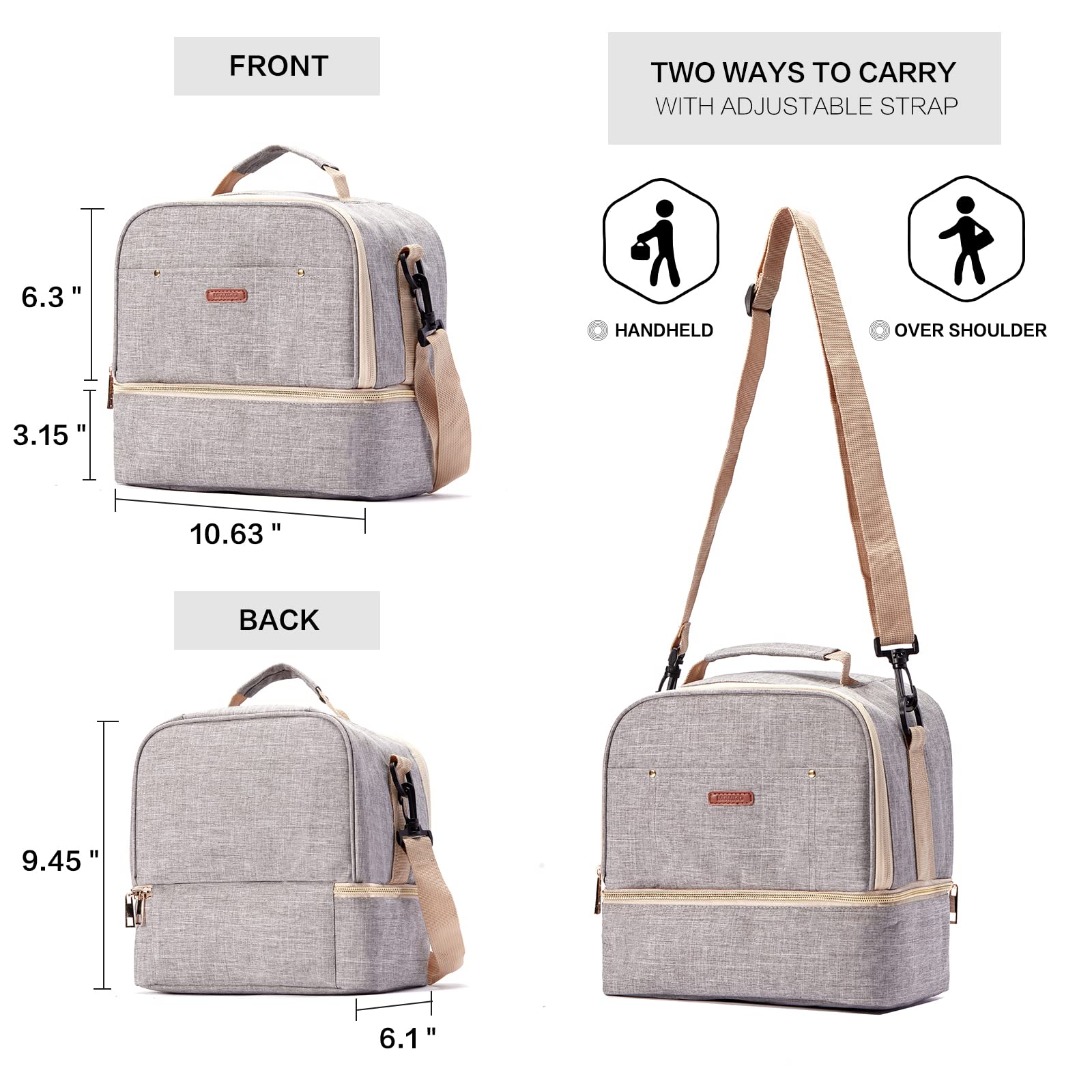 Portable Breast Pump Bag with Cooler Compartment - Insulated Double Layer Moistureproof Design for Breast Milk Storage - Perfect for Working Moms, Office Use & Outdoor Activities (Grey)
