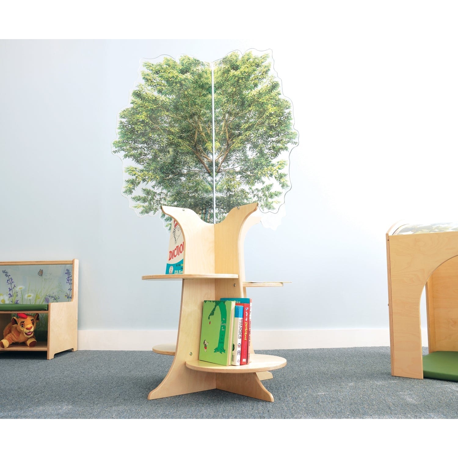 Nature View Tree Bookshelf - Rustic Wooden Bookshelf for Home Decor, Kids Room & Nursery - Perfect for Organizing Books, Toys & Displaying Decorations