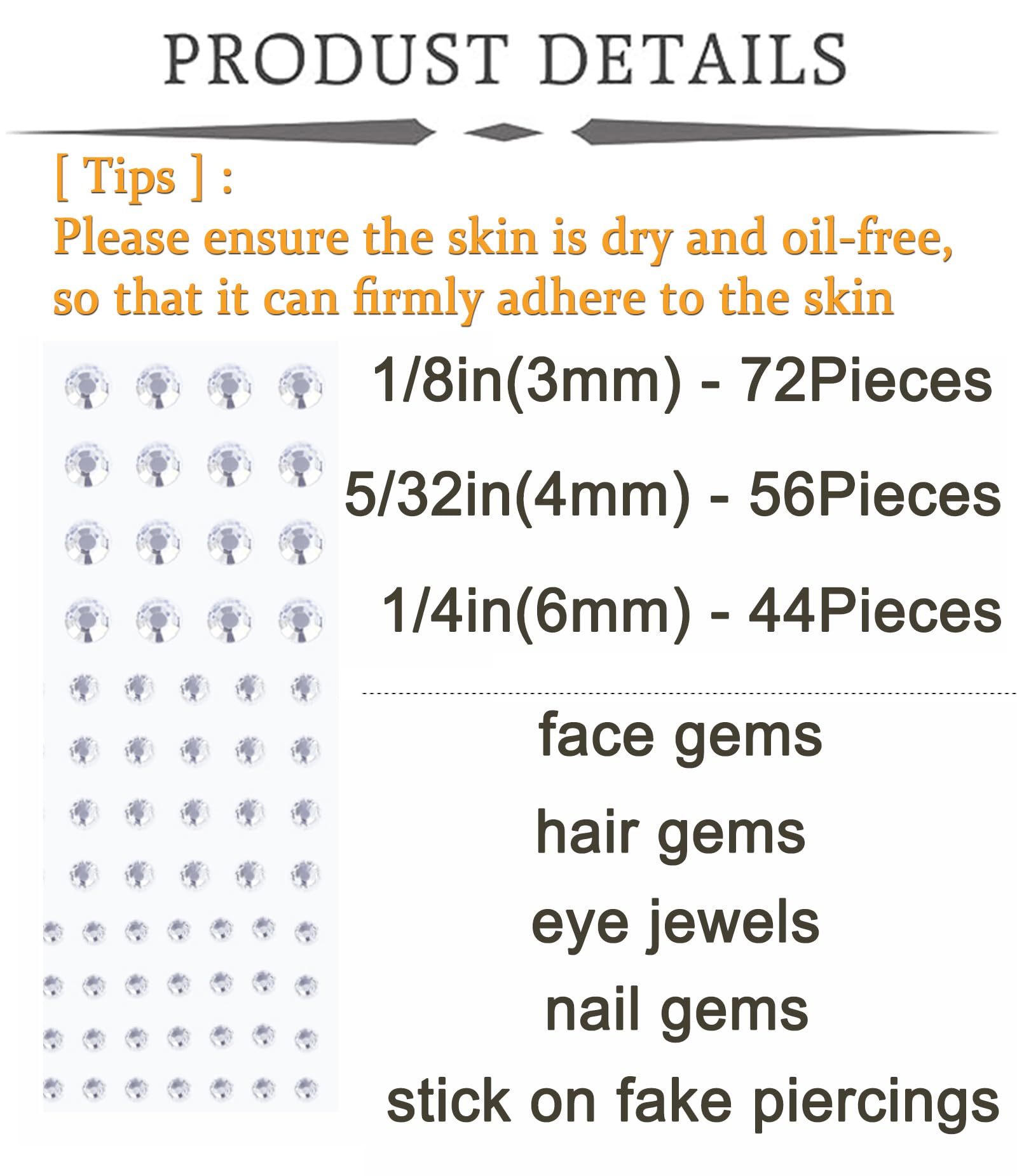 MODRSA Fake Piercings - Non-Piercing Face, Nose, Lip, Eyebrow & Septum Rings & Studs - Stick On Face Gems & Hair Jewelry for Parties, Cosplay & Everyday Fashion Accessories