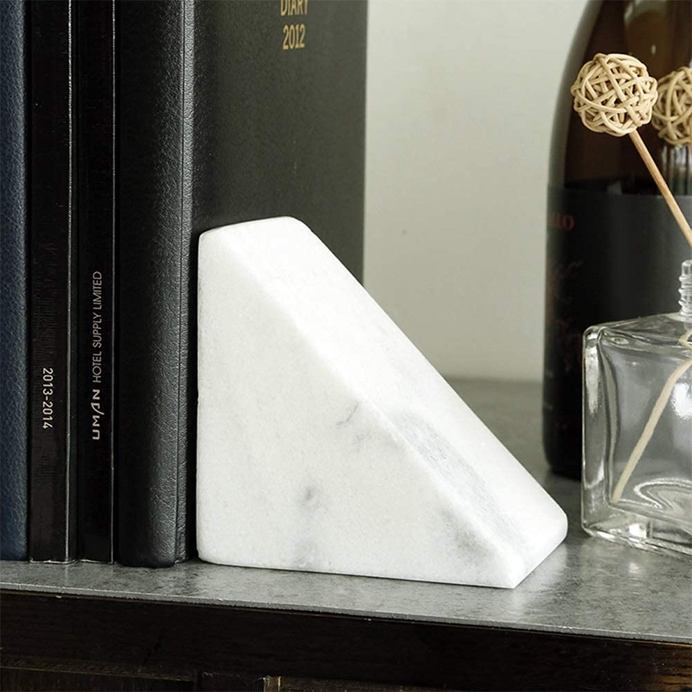Farmhouse Marble Bookends for Shelves - Rustic Home Decor for Living Room, Study & Office - Heavy Duty Book Holder for DIY Bookshelf Organization & Decoration - Perfect for Home, Office & Gift Giving