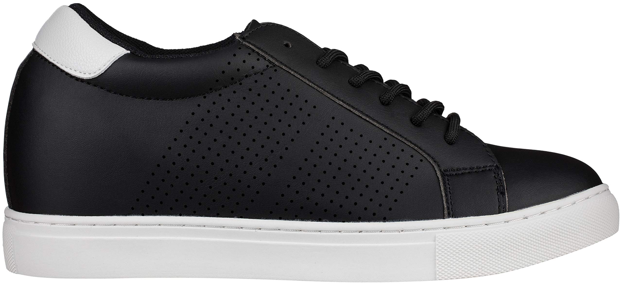 CALTO Men's Invisible Height Increasing Elevator Shoes - Black Leather Lightweight Lace-up Casual Sneakers - 2.6 Inches Taller - Size 11 D(M) US - Perfect for Work, Dating & Everyday Wear