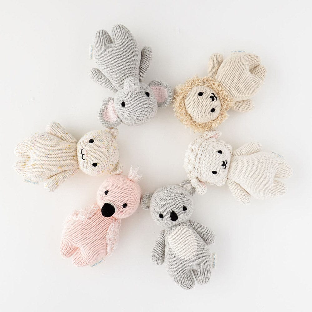 Cuddle+Kind Hand-Knit Organic Cotton Baby Elephant Plush Toy - Soft & Huggable Stuffed Animal for Newborns, Toddlers & Kids | Perfect for Nursery Decor, Baby Shower Gifts & Cuddling Comfort