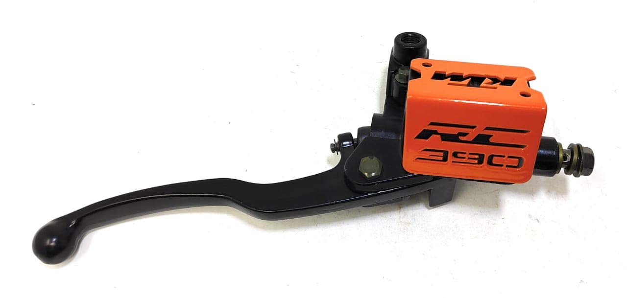TRP TRADERS® Orange Stainless Steel Front Disc Brake Master Cylinder Guard for KTM RC 390 Motorcycle - Durable Protection for Off-Road & Street Riding