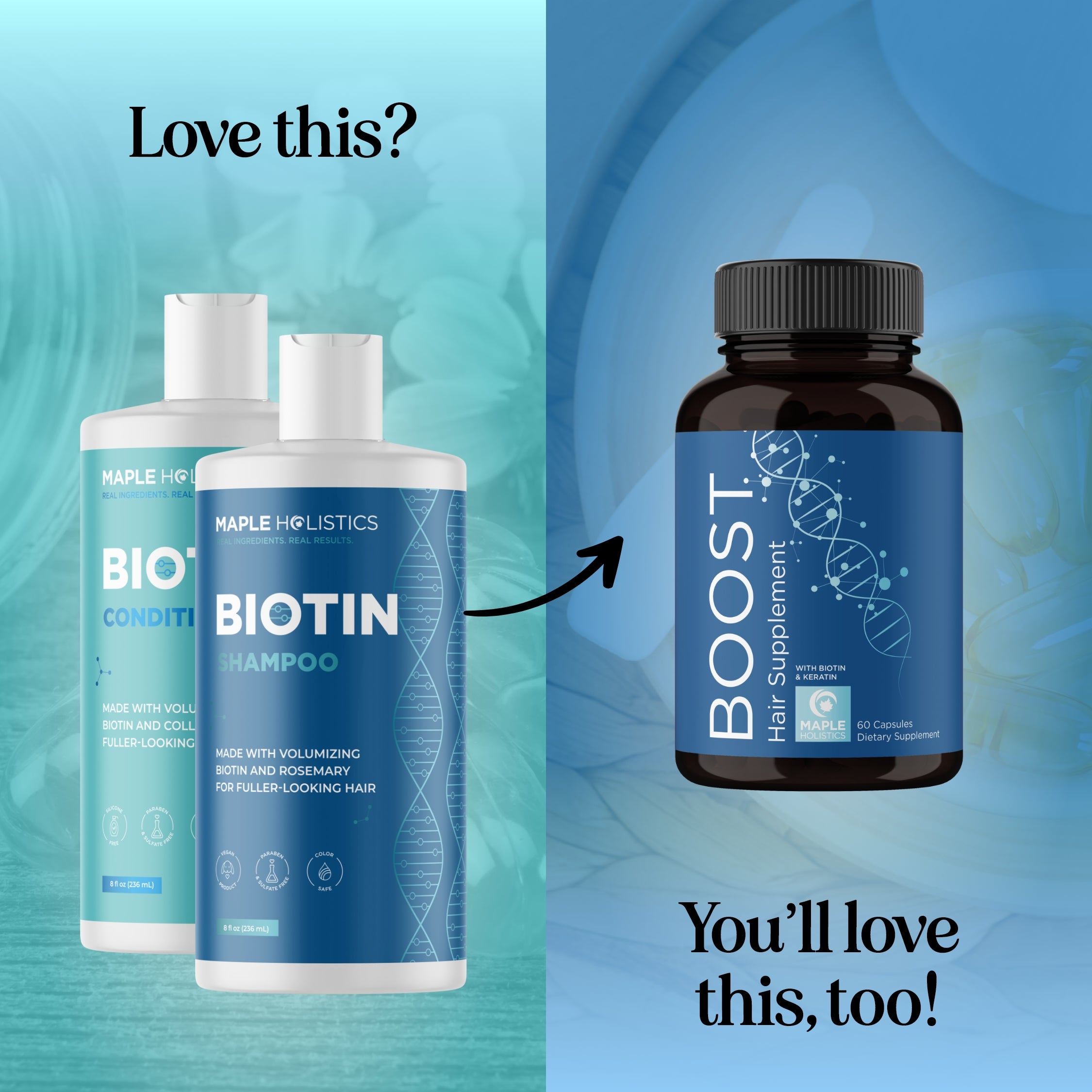 Biotin Shampoo and Conditioner Set for Hair Growth & Thickness - Sulfate Free Volumizing Hair Care Duo for Men & Women - Perfect for Daily Use & Damaged Hair Repair