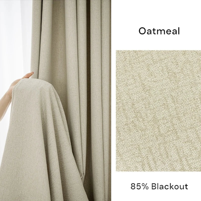 Agnes Textured Cotton Linen Blackout Curtains for Bedroom - Custom Size Thermal Insulated Drapes for Living Room & Nursery (96