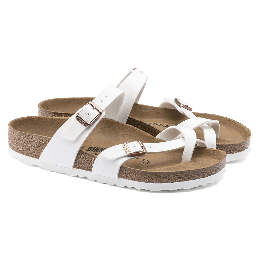 Birkenstock Mayari Birko-Flor Classic Footbed Sandals - Women's Comfortable White Leather Sandals for Summer, Beach & Casual Wear