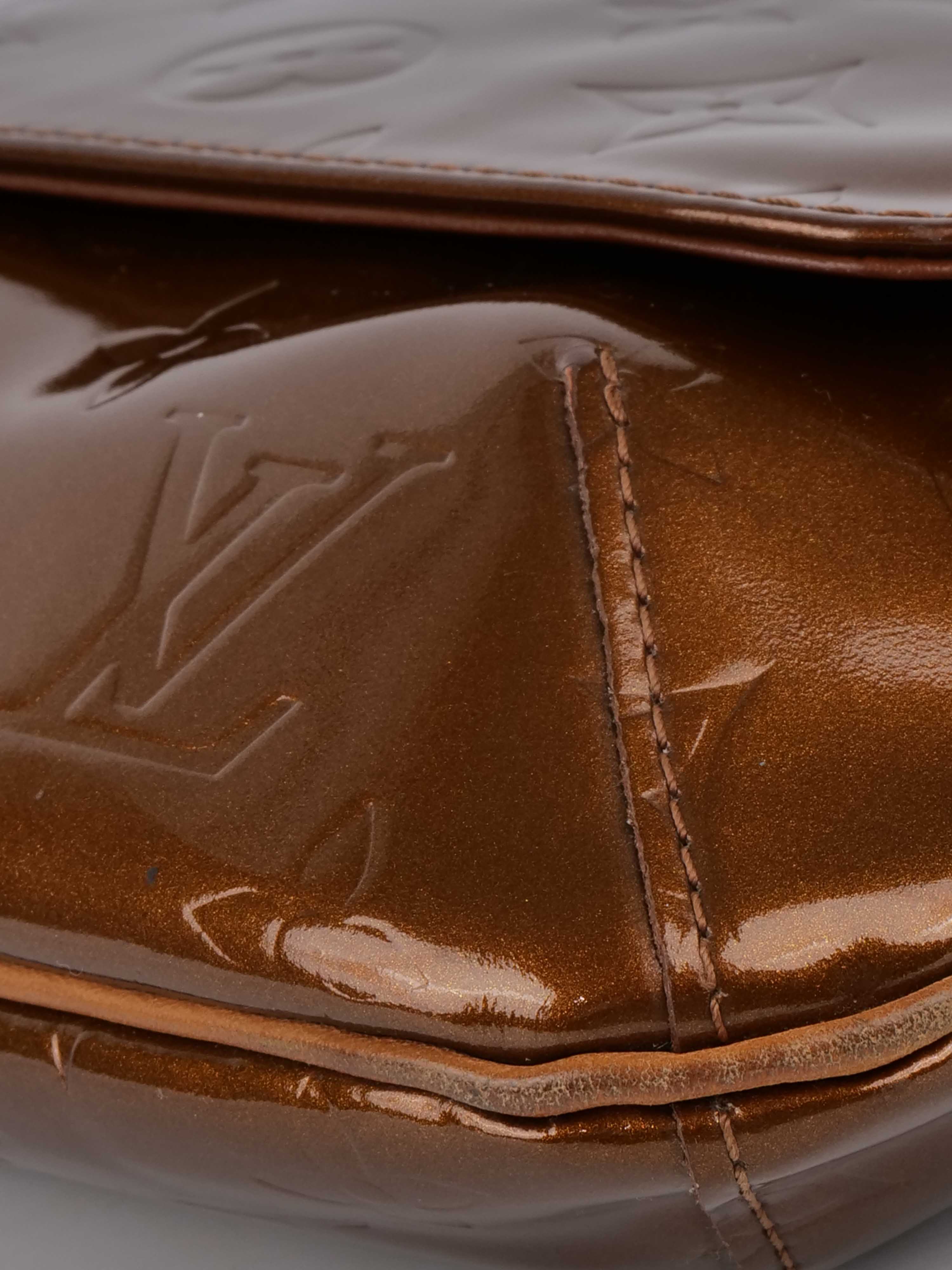 Authentic Louis Vuitton Bronze Vernis Patent Leather Musette Salsa Crossbody Bag - Luxury Designer Handbag for Women, Perfect for Date Night & Evening Events