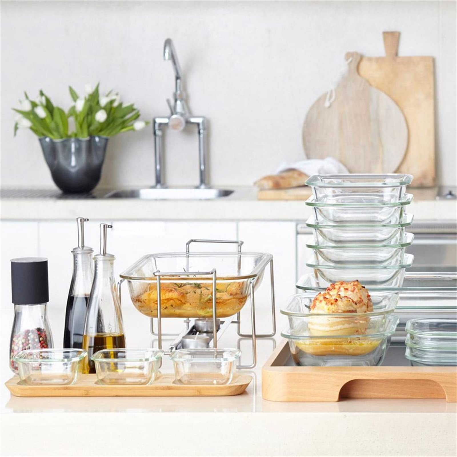 Premium Gusto Glass Baking Dish Set - 15x20 Inch, 32 oz (4-Piece) - Perfect for Casseroles, Lasagna, Roasting & Meal Prep