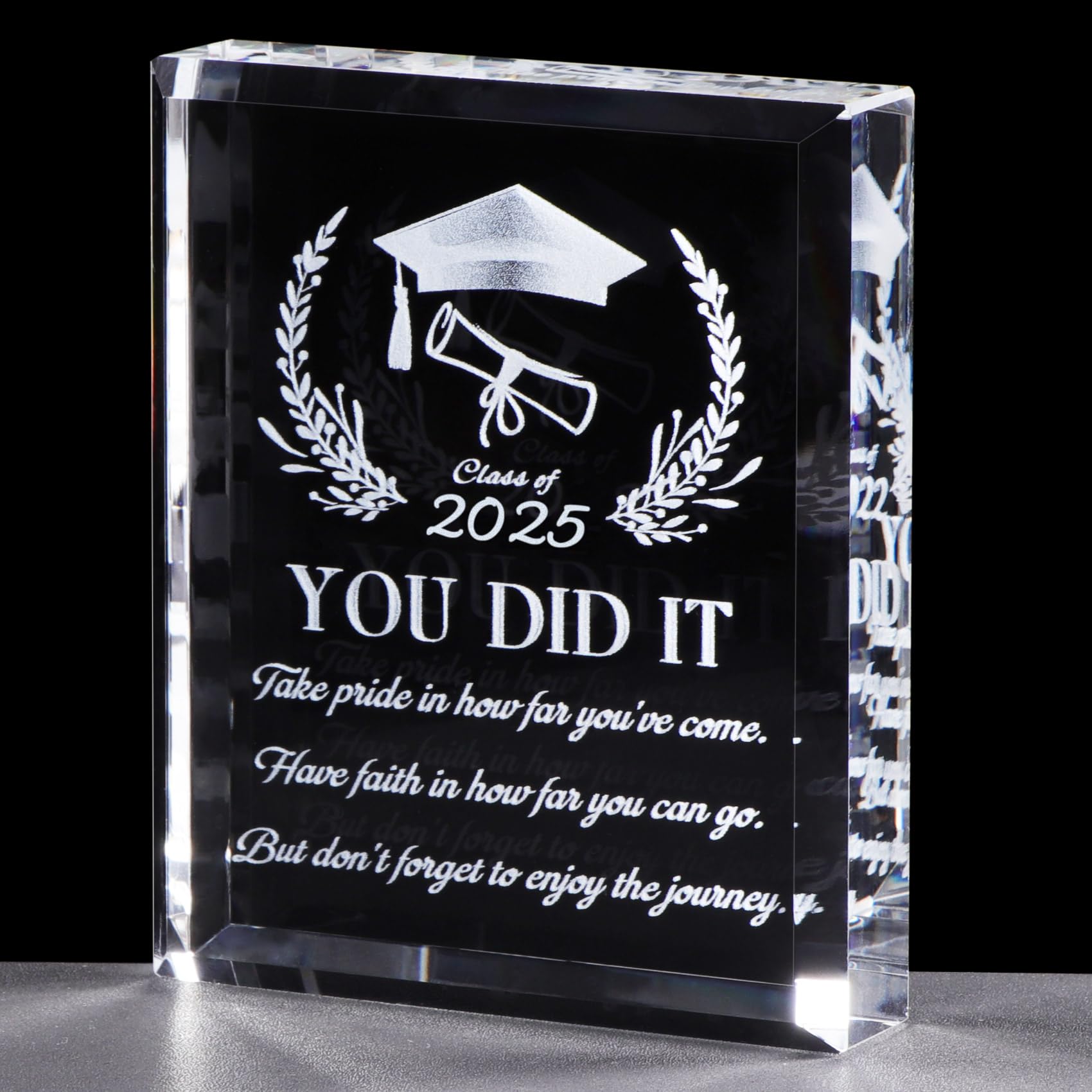 YWHL Graduation Gifts for Him & Her - Class of 2025 Inspirational Keepsake with Laser Engraved Crystal - Perfect for College, High School, PhD & Masters Graduates | Ideal for Commencement Ceremonies, Office Decor & Anniversary Celebrations