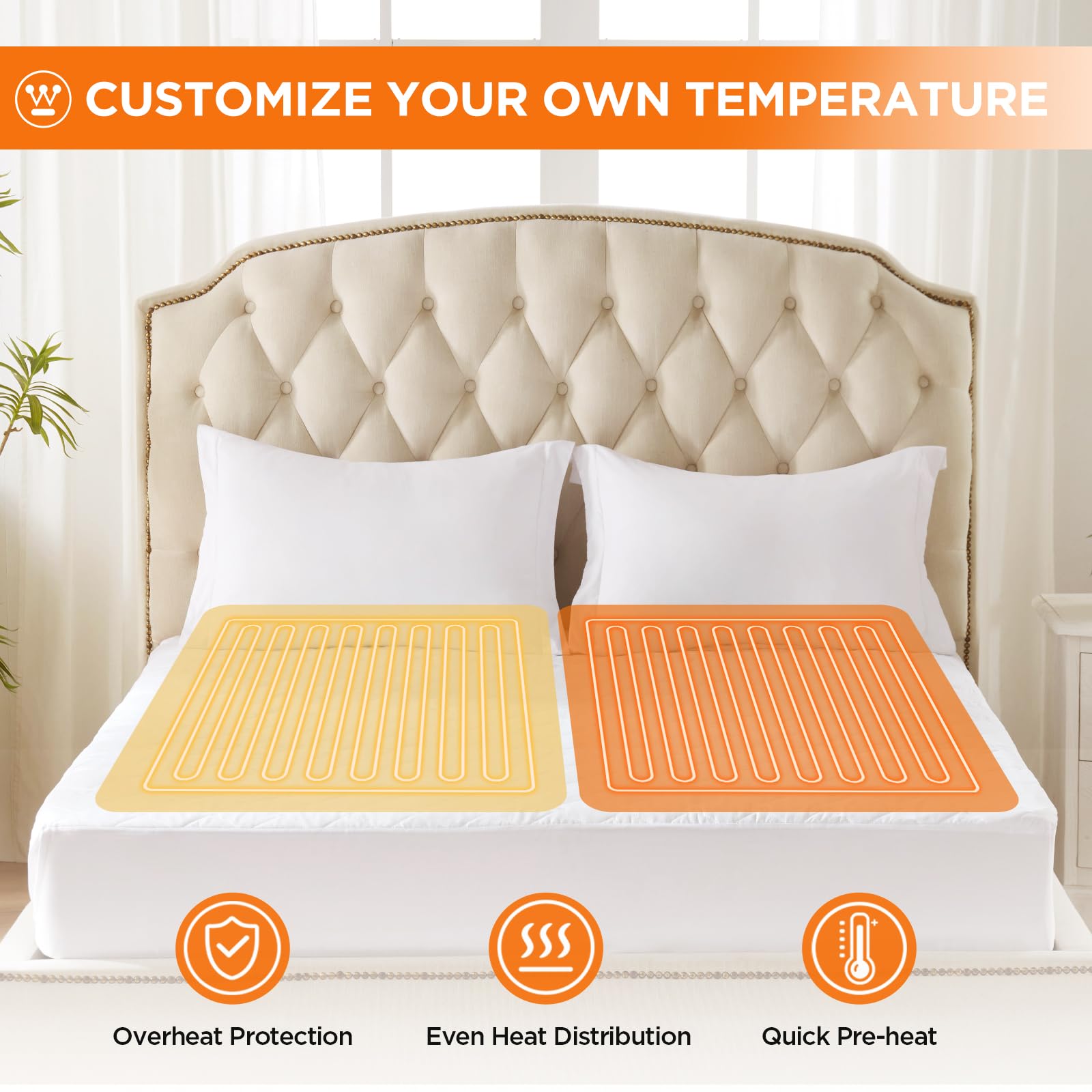 Westinghouse Electric Heated Mattress Pad Queen Size 60