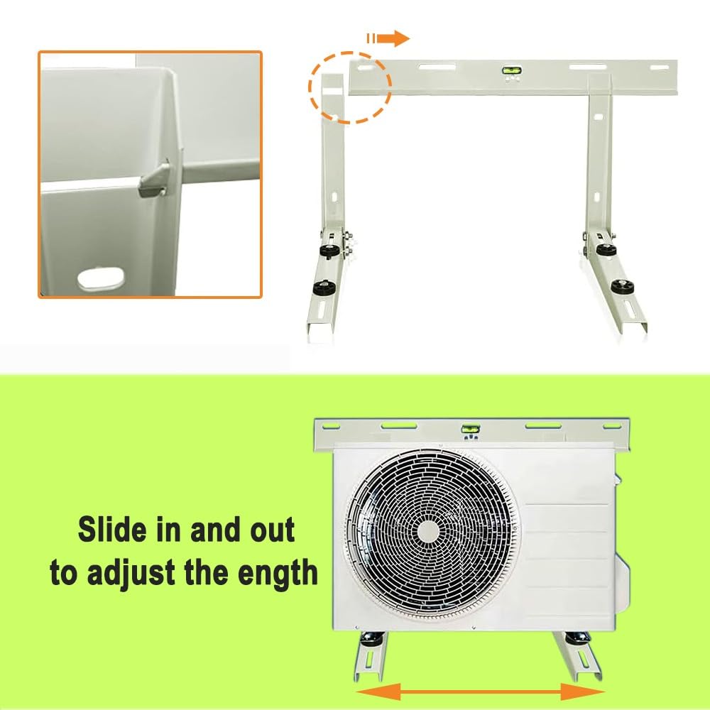Heavy Duty Outdoor Wall Mounting Bracket for Mini Split AC - Supports 265Lbs & 9000-18000 BTU Condenser - Universal HVAC Installation Kit for Ductless Heat Pump Systems (Perfect for Home, Office & Garage Cooling Solutions)