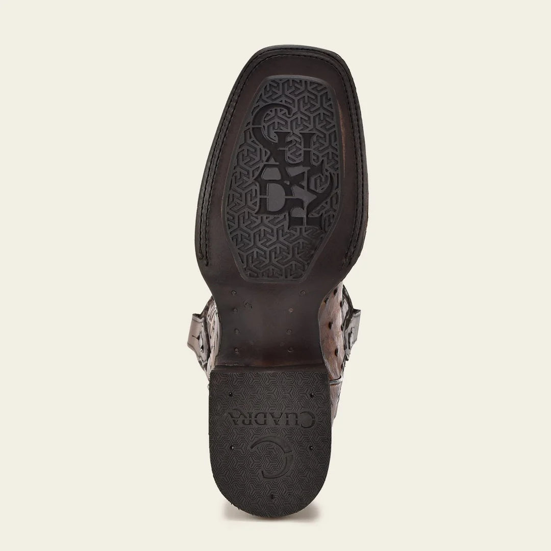Premium Men's Western Cowboy Rodeo Boots - Genuine Ostrich Leather & Almond Toe - Comfortable Riding & Country Style Footwear for Ranch Work, Line Dancing & Outdoor Adventures