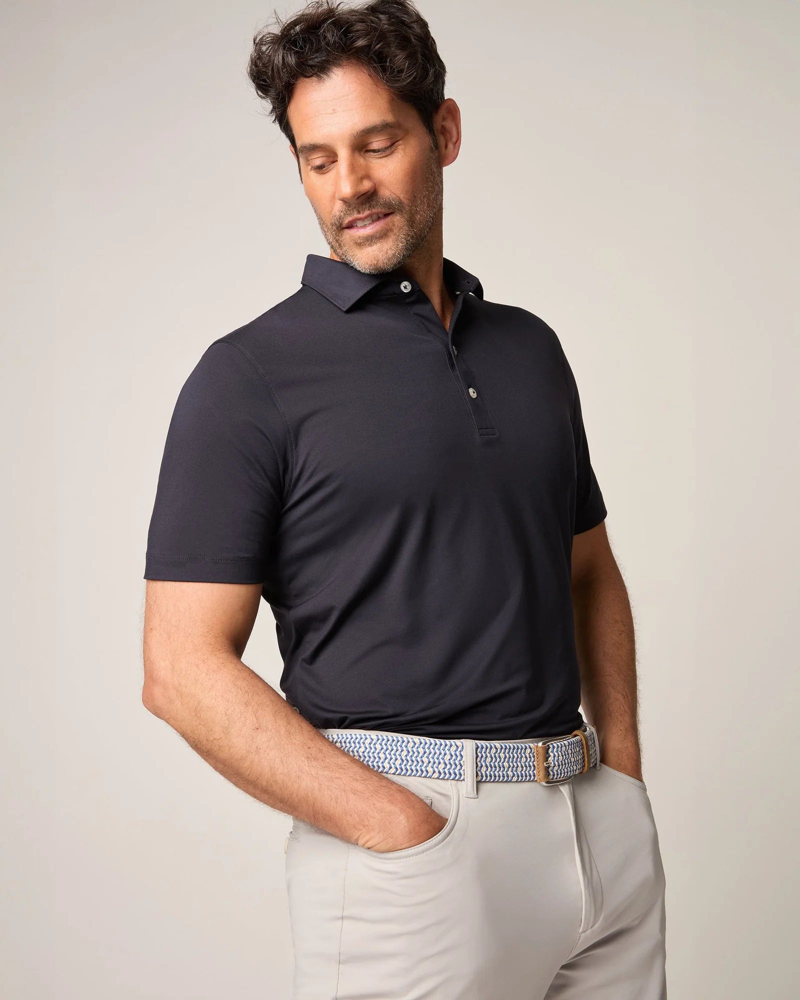 Johnnie O Birdie Prep Performance Polo Shirt for Men - Black | Golf & Casual Wear | Moisture-Wicking & Breathable Fabric for Sports & Outdoor Activities