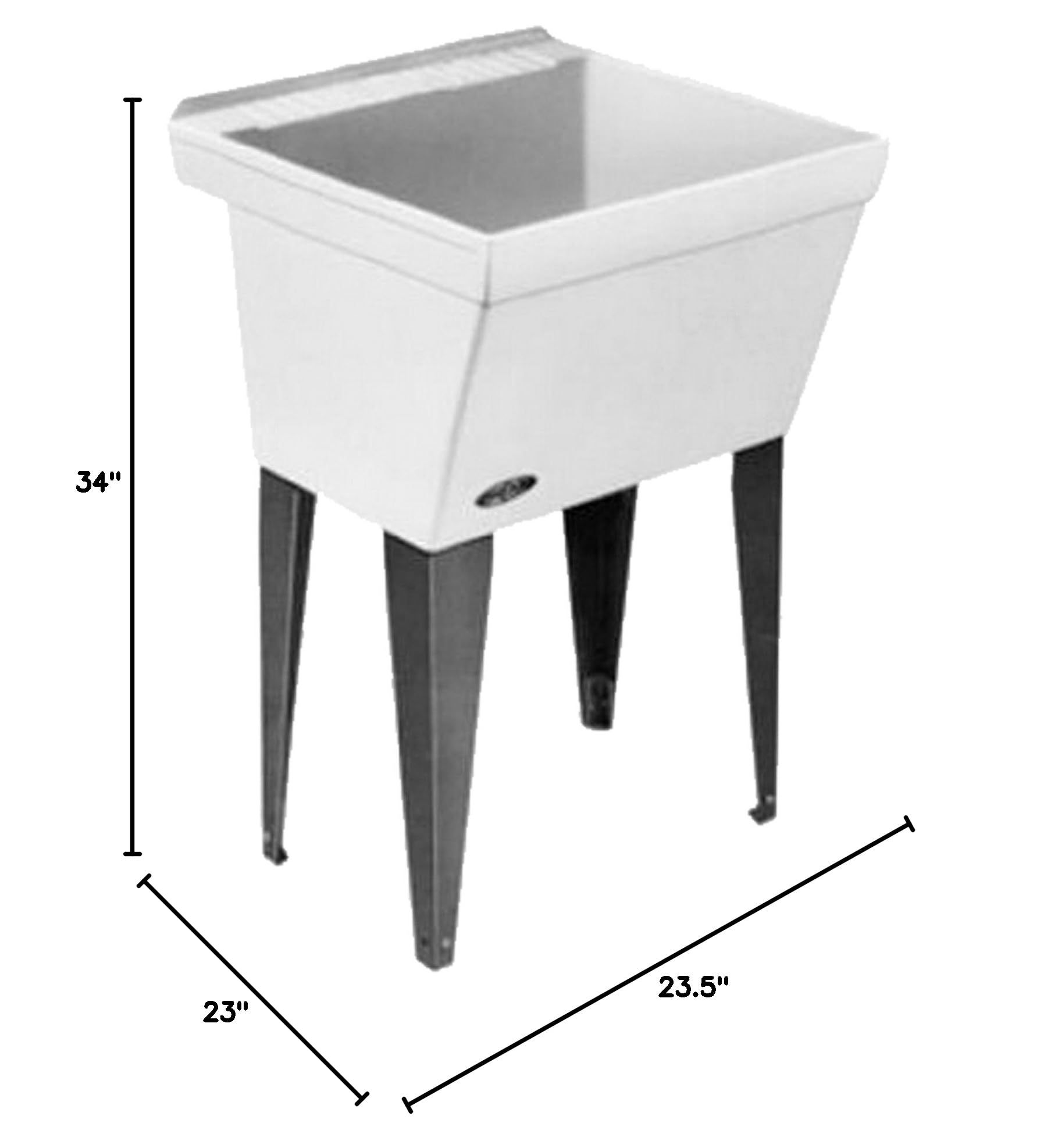 Mustee 17F Utilatub Laundry Utility Tub with Floor Mount - White | Durable Utility Sink for Laundry Room, Garage & Basement | Heavy-Duty Plastic Construction for Washing, Cleaning & Soaking